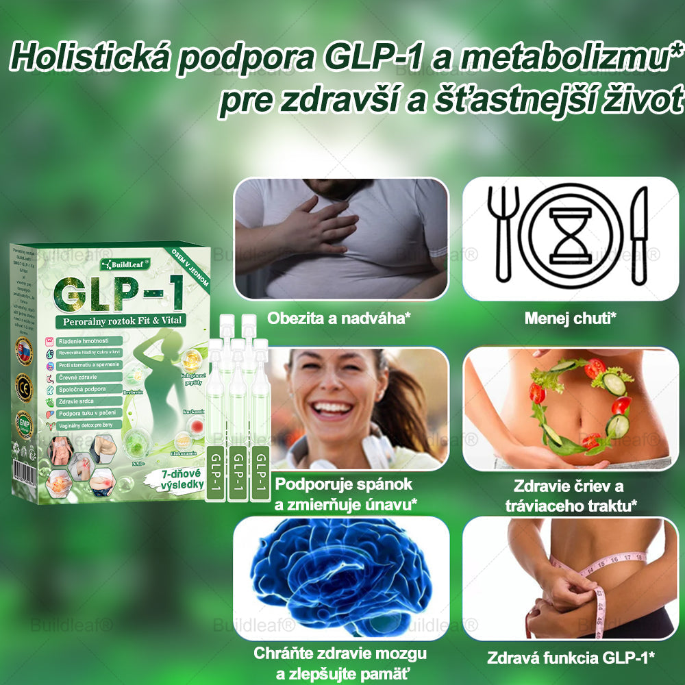 🐝BuildLeaf® GLP-1 6-v-1 Health Solution Perorálna tekutina (Len raz denne, viditeľné zmeny už za 7 dní) Pre obezitu, kardiovaskulárne ochorenia, cukrovku, spánkové apnoe, zdravie čriev, problémy s kĺbmi a ďalšie