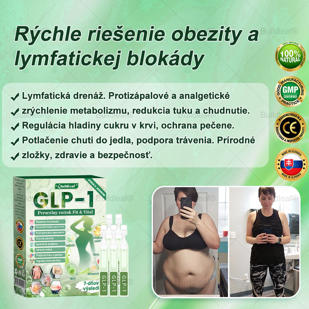 🐝BuildLeaf® GLP-1 6-v-1 Health Solution Perorálna tekutina (Len raz denne, viditeľné zmeny už za 7 dní) Pre obezitu, kardiovaskulárne ochorenia, cukrovku, spánkové apnoe, zdravie čriev, problémy s kĺbmi a ďalšie