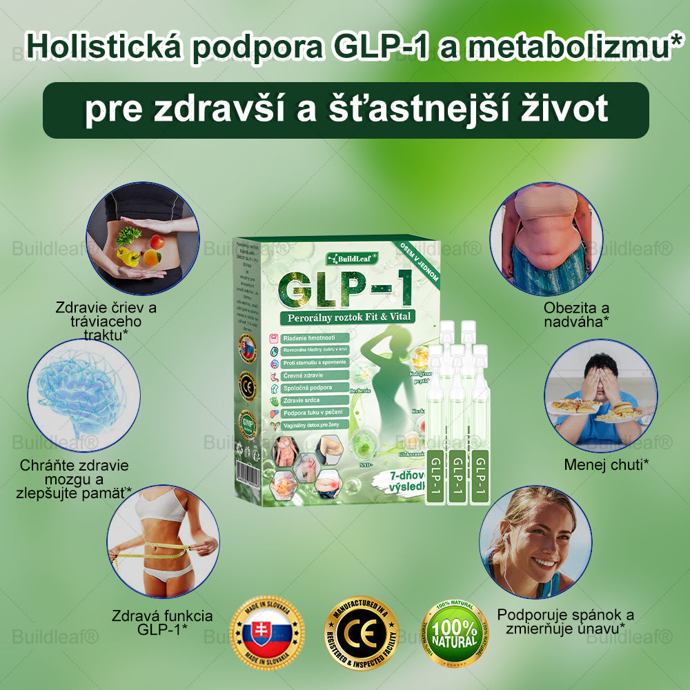🐝BuildLeaf® GLP-1 6-v-1 Health Solution Perorálna tekutina (Len raz denne, viditeľné zmeny už za 7 dní) Pre obezitu, kardiovaskulárne ochorenia, cukrovku, spánkové apnoe, zdravie čriev, problémy s kĺbmi a ďalšie