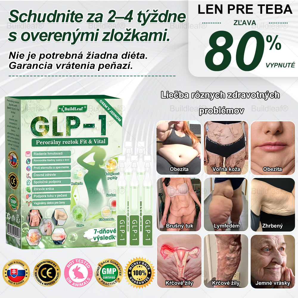 🐝BuildLeaf® GLP-1 6-v-1 Health Solution Perorálna tekutina (Len raz denne, viditeľné zmeny už za 7 dní) Pre obezitu, kardiovaskulárne ochorenia, cukrovku, spánkové apnoe, zdravie čriev, problémy s kĺbmi a ďalšie