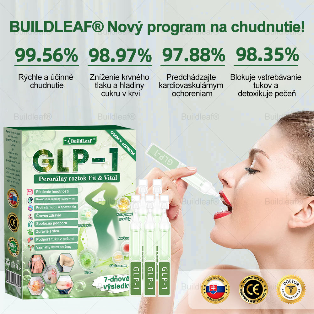 🐝BuildLeaf® GLP-1 6-v-1 Health Solution Perorálna tekutina (Len raz denne, viditeľné zmeny už za 7 dní) Pre obezitu, kardiovaskulárne ochorenia, cukrovku, spánkové apnoe, zdravie čriev, problémy s kĺbmi a ďalšie