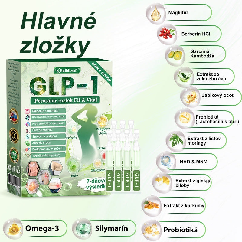 🐝BuildLeaf® GLP-1 6-v-1 Health Solution Perorálna tekutina (Len raz denne, viditeľné zmeny už za 7 dní) Pre obezitu, kardiovaskulárne ochorenia, cukrovku, spánkové apnoe, zdravie čriev, problémy s kĺbmi a ďalšie